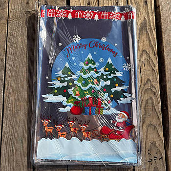 Пакети фольговані для цукерок Новий рік розмір 25*40 см