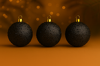 Набір новорічних іграшок «Бісеринка», кулі на ялинку, 6 штук, пластик, Ø 10 см Чорний