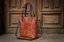 Жіноча сумка-шоппер,жіноча сумка-шопер із ручками,сумка шоппер натуральна шкіра коричнева 30см*35см