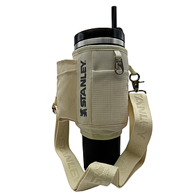 Чохол-сумка для термокухля Stanley Quencher 1,18 л (40 oz) KT7001804 молочного кольору з ремінцем і кишенями