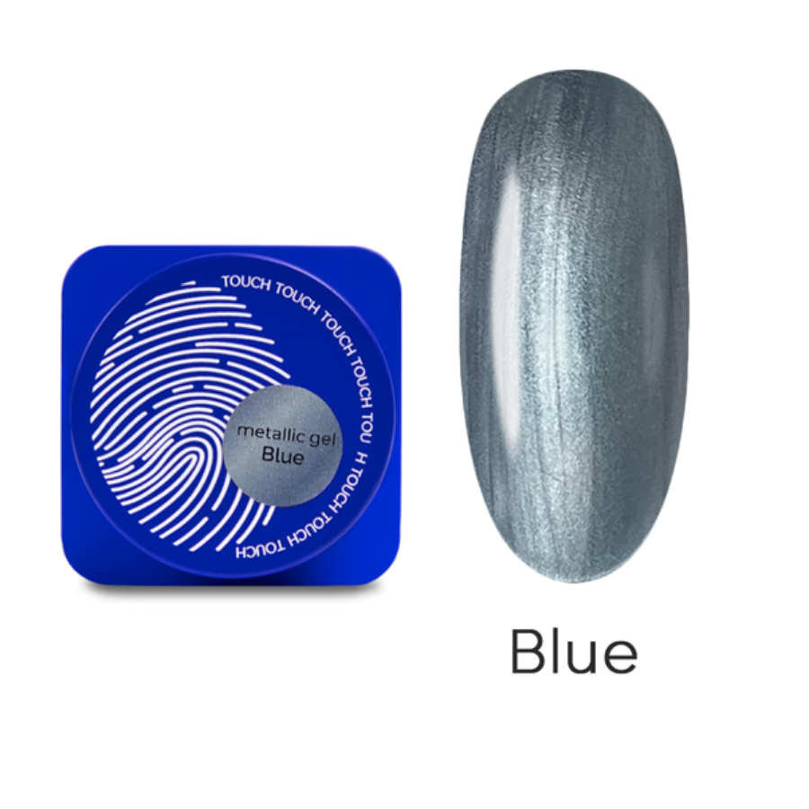 Touch Гель-фарба для дизайну металева Metallic Gel Blue, 5 мл, фото 1