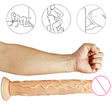 Великий фалоімітатор 34х5 см, Гнучкий реалістичний фалос, Ділдо тілесний на присосці, Інтимні іграшки, фото 5