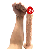 Великий фалоімітатор 34х5 см, Гнучкий реалістичний фалос, Ділдо тілесний на присосці, Інтимні іграшки, фото 9