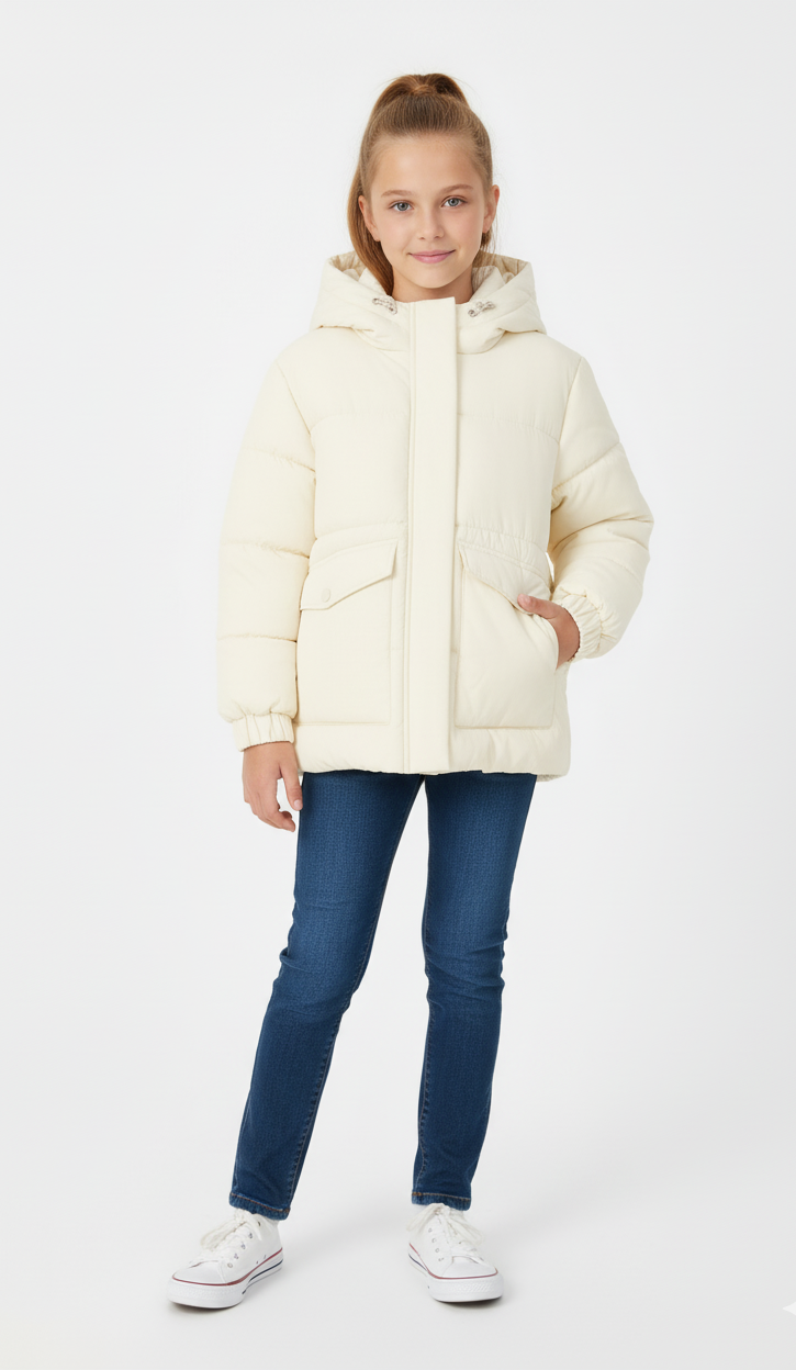 Куртка зимова для дівчинки молочна "Еріка", фото 1