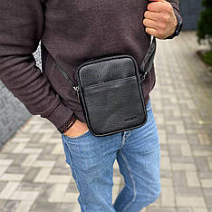 Шкіряна чоловіча сумка на 5 відділень чорний месенджер Casual leather