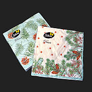 Новорічні паперові серветки Silken "Сосна з шишками" 3 шари 18 штук, фото 2