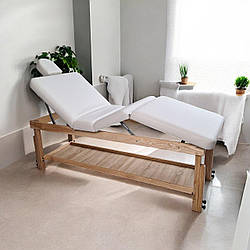 Дерев’яна кушетка KP-15 New_ST з регульованими секціями і підголовником Стіл масажний на 4 секції