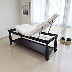 Масажний стіл 4-секційний Remmed KP-15 Black дерев’яна кушетка на чорних ніжках