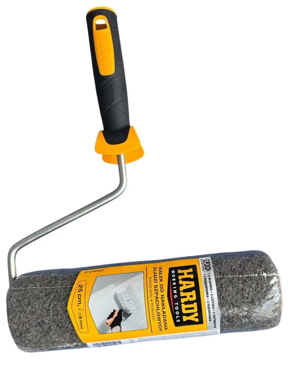 Валик з ручкою для шпаклівки Hardy 25 см ворс 18 мм 2 підшипника нейлоновий (0112-994825), фото 1