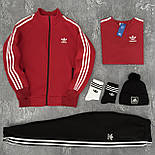 Зимовий чоловічий спортивний костюм Adidas на флісі теплий комплект 6в1 білий Туреччина. Живе фото, фото 7