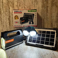 Портативна автономна сонячна станція YoboLife 5500 мА·год для освітлення та зарядки гаджетів з двома LED лампами аварійний ліхтар