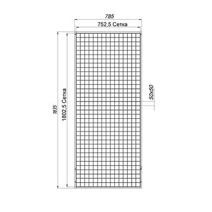 Сітка торгова в рамці 75х180 см, комірка 50мм, профіль 15 мм, чорна, фото 2