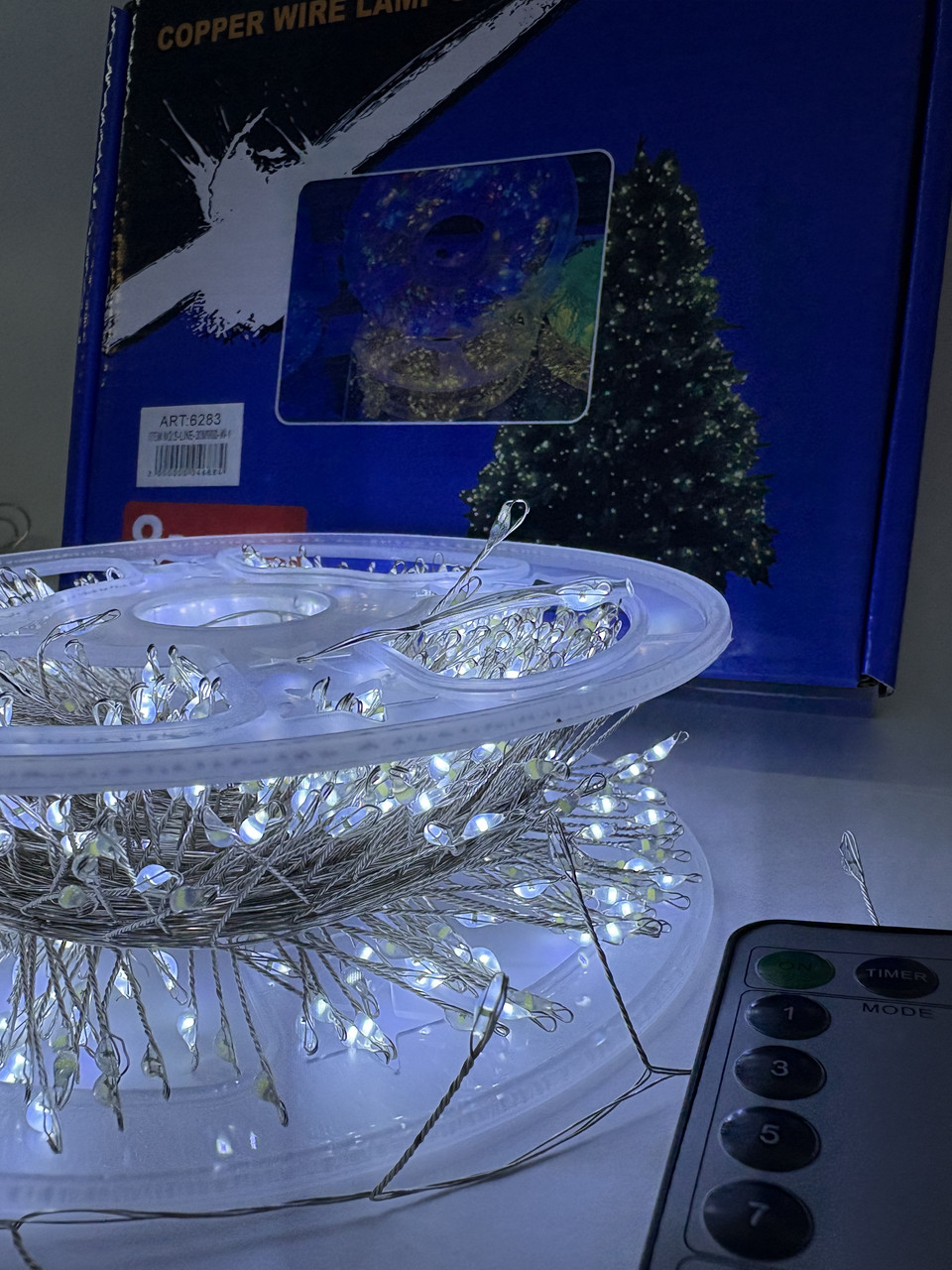 Гірлянда Мішура срібний провід 220В пульт ДК 8 режимів 30м 900LED (білий) S-LINE-30M900-W-1 50шт 6283, фото 1