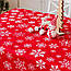 Скатертина новорічна "Сніжинки білі (на червоному)" 1.5м х 1.5м, фото 3
