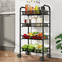 Стійка етажерка металева на 4 яруса з колесами для кухні в ванну чи офіс 20 кг навантаження 84 х 44 х 25 см стілаж металічний