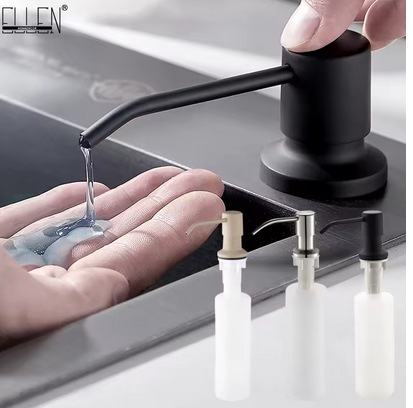 Дозатор-диспенсер для рідкого мила та мийних засобів вбудований у мийку/врізний 350 мл, фото 1