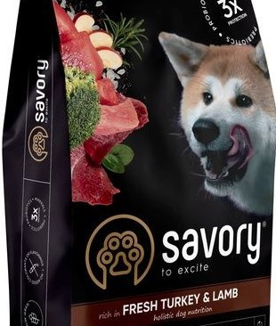 Savory Large Breeds Fresh 400г для собак (индейка 43% и ягненок 5%)