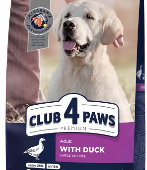 Клуб 4 Лапи Преміум 1кг корм для собак великих порід з качкою