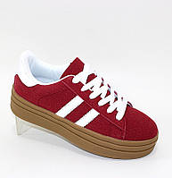 Модные женские замшевые красные кеды на толстой полиуретановой подошве 5 см красный euro shoes