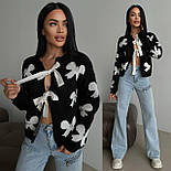 Жіночий в’язаний кардиган Бантик 🎀 з вовною Туреччина, фото 4