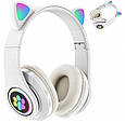 Бездротові дитячі навушники з котячими вушками та LED підсвіткою ZS7F Білі, фото 2