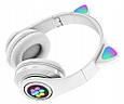 Бездротові дитячі навушники з котячими вушками та LED підсвіткою ZS7F Білі, фото 5