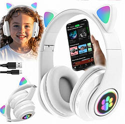 Бездротові дитячі навушники з котячими вушками та LED підсвіткою ZS7F Білі