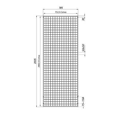 Сітка торгова в рамці 75х200 см, осередок 50мм, профіль 15 мм, біла, фото 2
