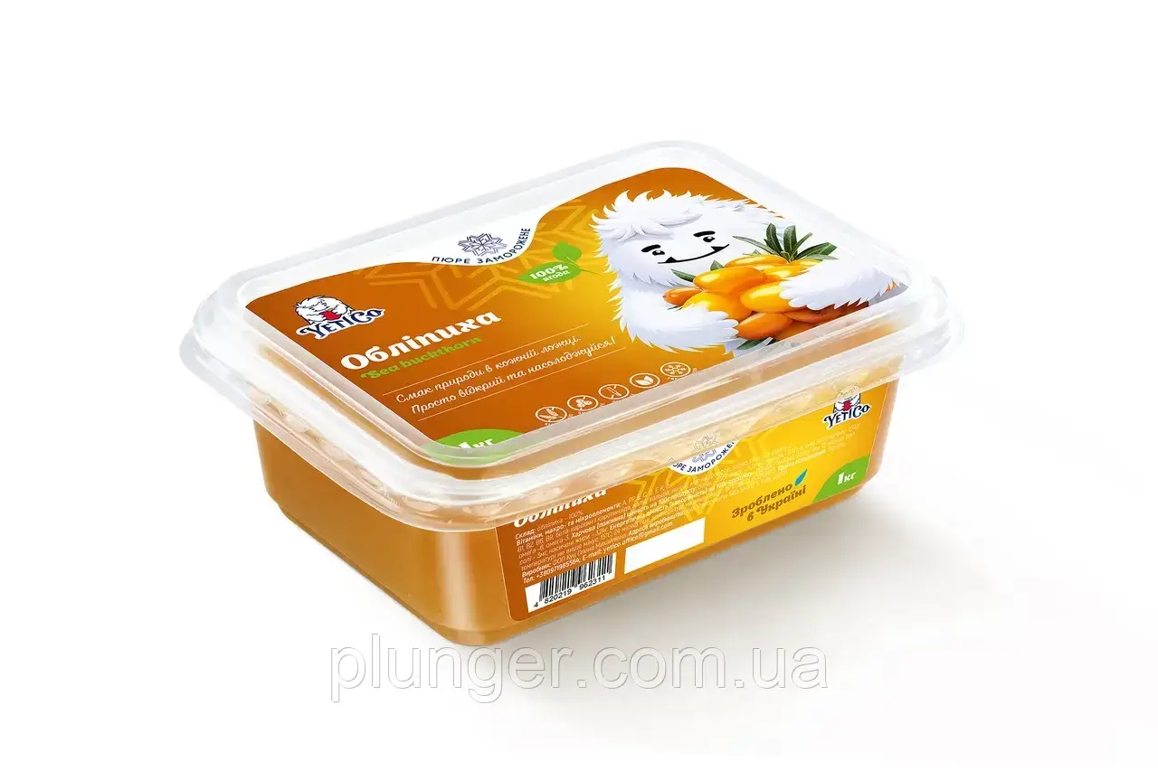 Заморожене фруктове пюре YetiCo Обліпиха, 300 г, фото 1