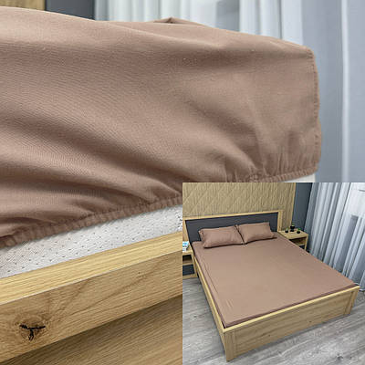 Простирадло на резинці Koloco 180х200х25 см з наволочками колір коричневий 88-189