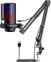 Ігровий мікрофон із підставкою Professional RGB USB Microphone ME6S Конденсаторний мікрофон з RGB-підсвіткою