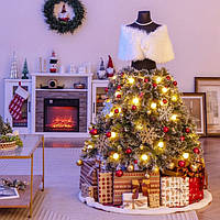 Зелено-біла декоративна ялинка-манекен 150 см із LED-підсвіткою та шишками