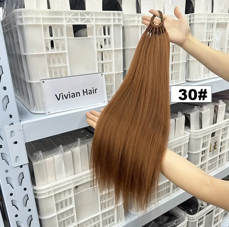 Накладний хвіст з канекалону на гумці якісний і густий 71 см колір холодний рудий, фото 1