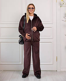 Спортивний костюм для вагітних і годуючих теплий велюровий для майбутніх мам Claremont Lullababe S-M (42-44) шоколадний