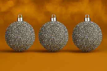 Набір новорічних іграшок «Їжачок», ялинкові кульки, 6 шт., пластик, Ø 6 см Срібло