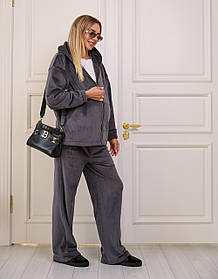 Спортивний костюм для вагітних і годуючих теплий велюровий для майбутніх мам Claremont Lullababe S-M (42-44) графітовий