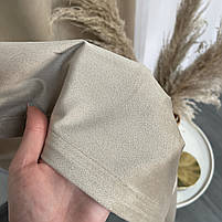 Штори оксамитові бежевого кольору з білим шифоновим тюлем ALBO (SHTN-930-4), фото 3