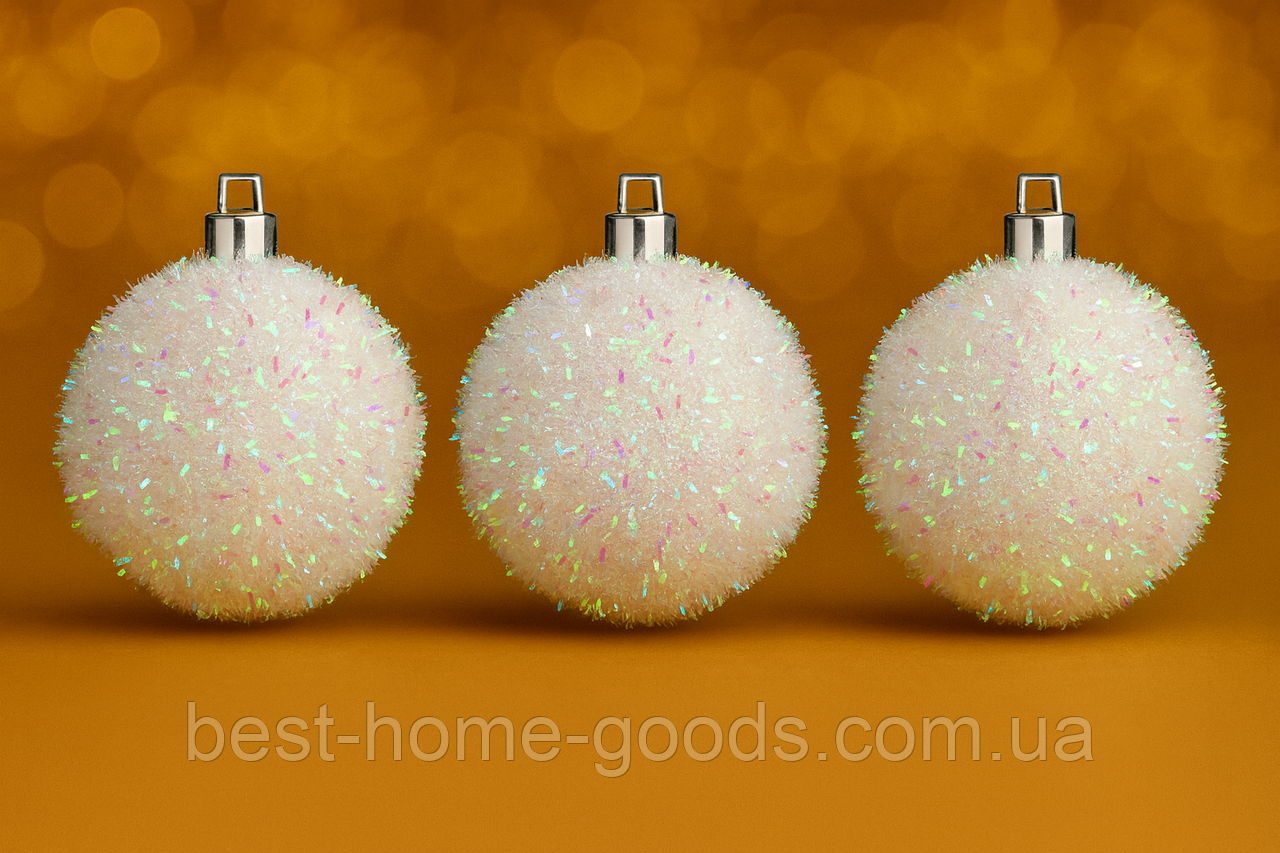 Набір новорічних іграшок «Їжачок», ялинкові кульки, 6 шт., пластик, Ø 6 см, фото 1