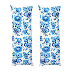Дакімакура подушка-обіймашка «Сині квіти. Периківський розпис. Blue flowers»