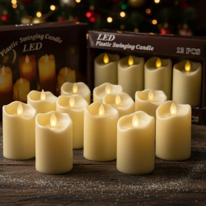 Набір електронних світлодіодних свічок з імітацією живого полум'я, 12 шт, фото 1