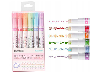 Набір роликових маркерів з візерунками, 6 шт APT_PR43A