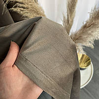 Штори оксамитові сіро-коричневого кольору з білим шифоновим тюлем ALBO (SHTN-930-14), фото 3