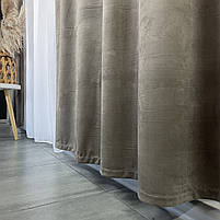 Штори оксамитові сіро-коричневого кольору з білим шифоновим тюлем ALBO (SHTN-930-14), фото 4
