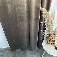 Штори оксамитові сіро-коричневого кольору з білим шифоновим тюлем ALBO (SHTN-930-14), фото 10