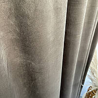 Штори оксамитові сіро-коричневого кольору з білим шифоновим тюлем ALBO (SHTN-930-14), фото 9