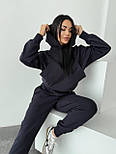 Теплий жіночий костюм на флісі укорочене худі з капюшоном та штани джогери S, M, L, фото 8
