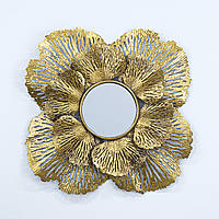 Настінний декор Квітка з дзеркалом з металу в золоті