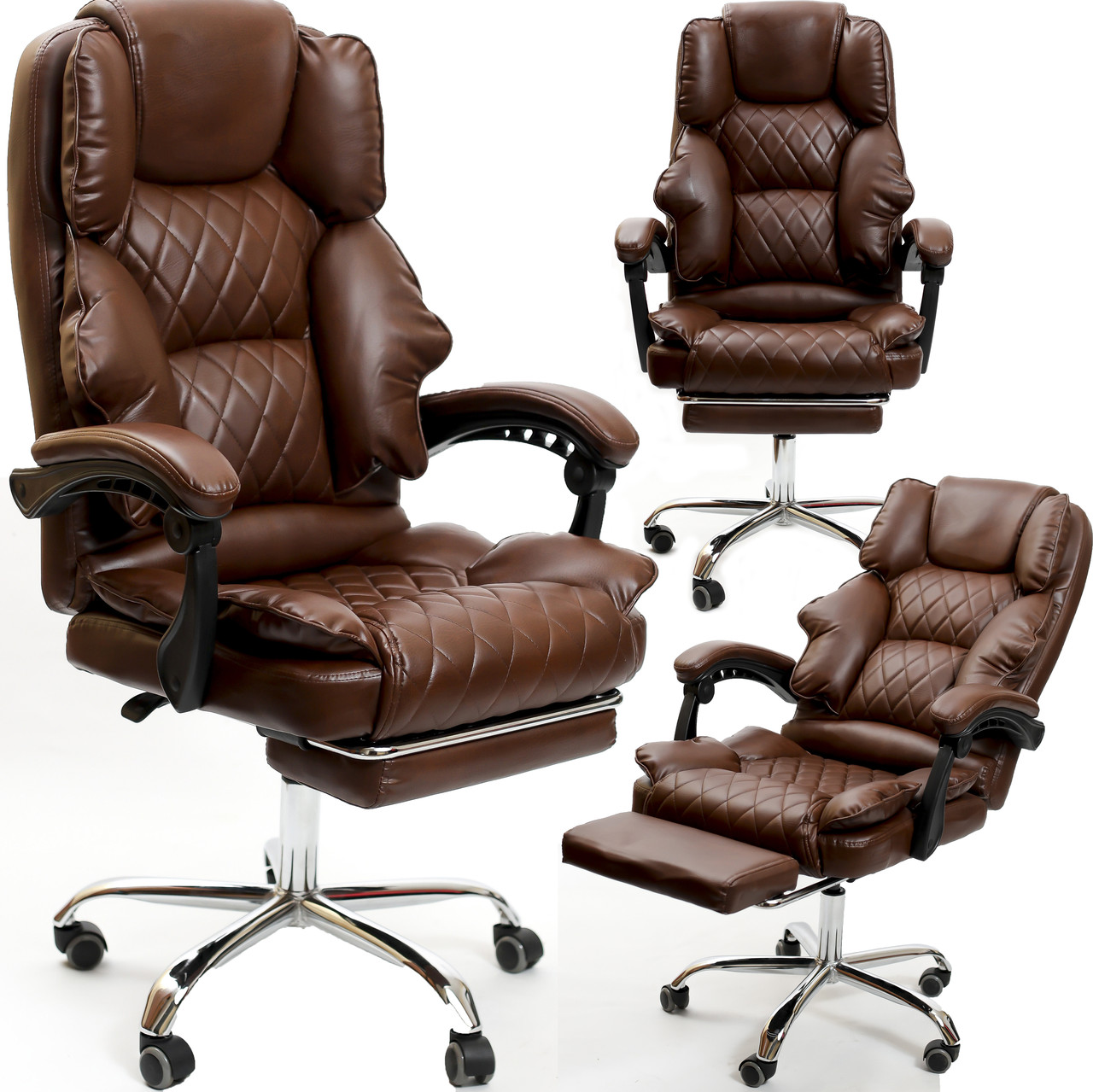 Крісло офісне Diego Comfort Pro коричневий, фото 1