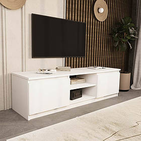 Тумба під телевізор в спальню з 2 відкритими полицями 140 см Тумба під ТВ для сучасного інтер'єру з ЛДСП