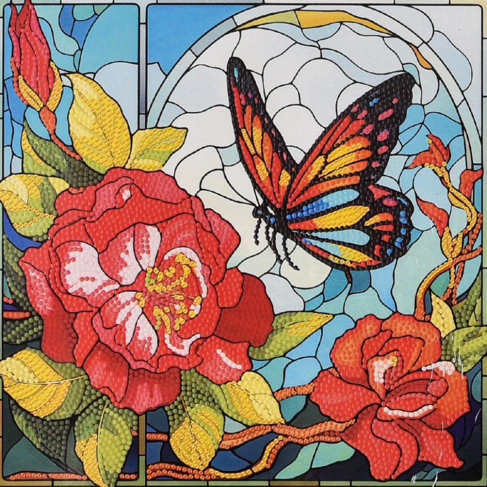 Алмазна мозаїка "Метелик літа" DEEX16304 не повна викладка 30х30 см, фото 1